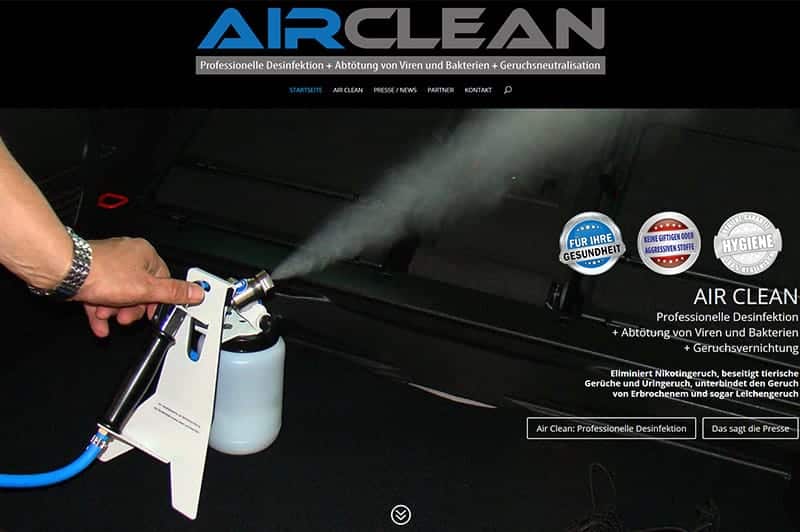 Webdesign für Air Clean
