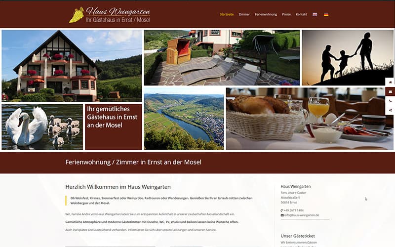 Homepage für ein Gästehaus an der Mosel